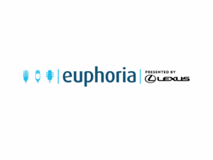 euphoria-logo-300x225 Euphoria logo with utensil and microphone icons, presented by Lexus, on a white background.
