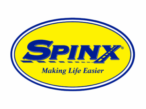 spinx-lgo-website-300x225 Spinx logo with blue text on yellow oval background and tagline “Making Life Easier” underneath.