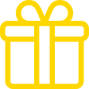 Yellow gift box icon with a bow.