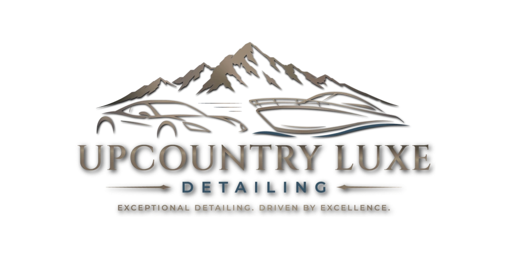 upcountry-l Logo for Upcountry Luxe Detailing featuring a car, a boat, and a mountain silhouette.